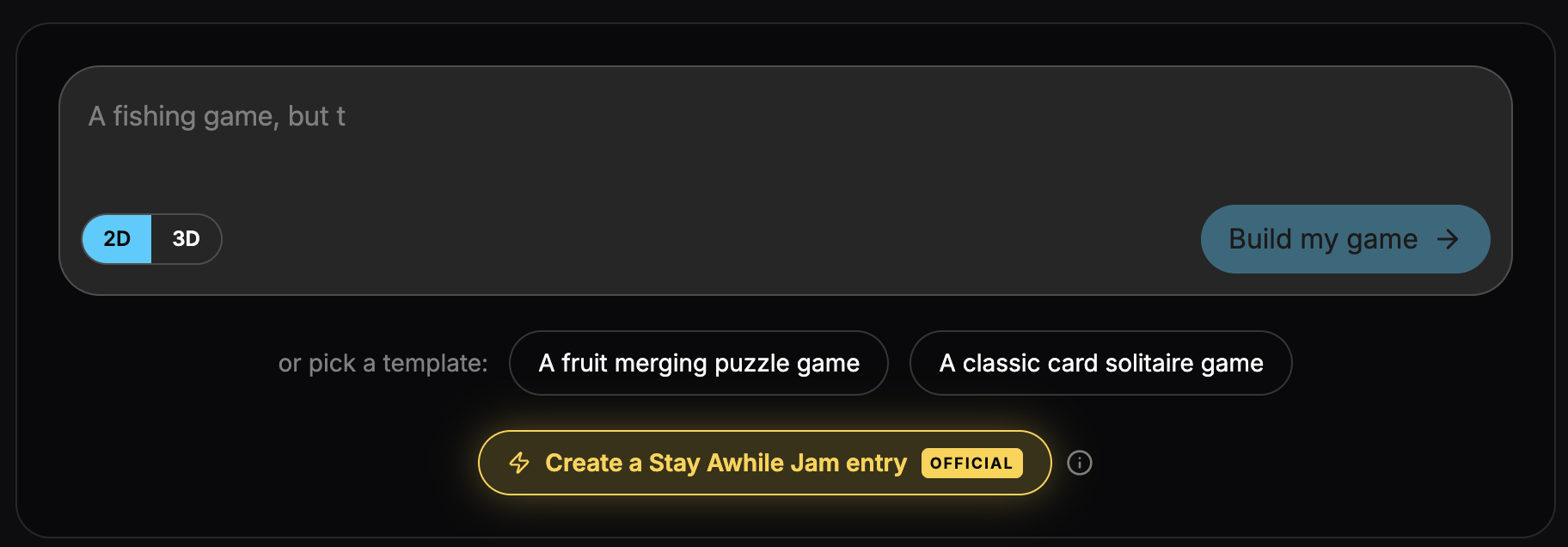Build a game from a one-line prompt in Game Studio